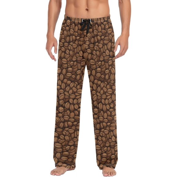 GZHJMY Coffee Beans Pattern Men's Pajama Pants, Loose Lightweight PJs Lounge Sleep Bottoms with Pockets Drawstring, Pajama Bottoms for Home and Rest, XX-Large