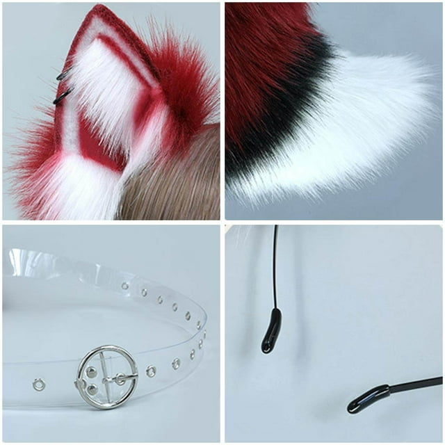 Faux Fur Wolf Ears and Tail Set Costume Accessories Tail Role play Performance Gift for Stage Shows