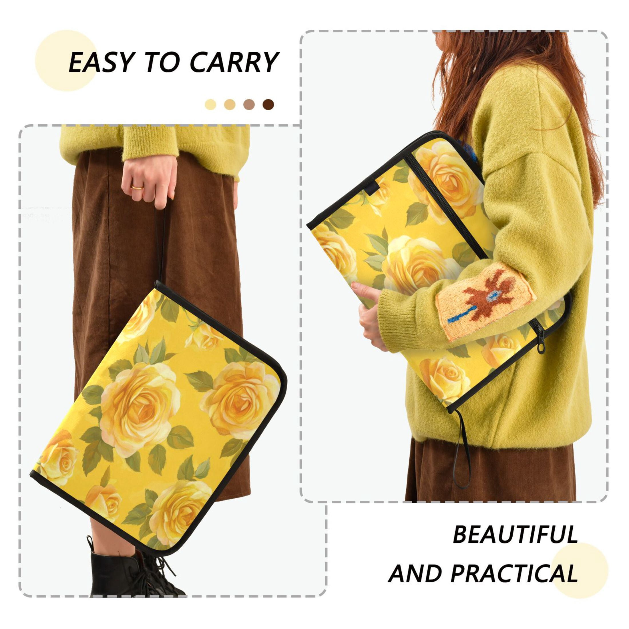 Organ Folder 14.2 x 0.8 x 10.6 Inches 13 Separate Pockets A4 Size Documents Folder A Sort Storage File Manager For The Home Office Beautiful Yellow Roses2