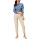 thumbnail image 2 of Camisa de mezclilla de mujer con cuello puntiagudo, manga larga, botones y bolsillos en el pecho, talla S, azul claro, 2 of 7