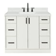 thumbnail image 2 of Ariel Kelly 42 Inch Single Rectangular Sink Bathroom Vanity With Carrara White Quartz Countertop 1.5 Inch Edge In White, 2 of 12
