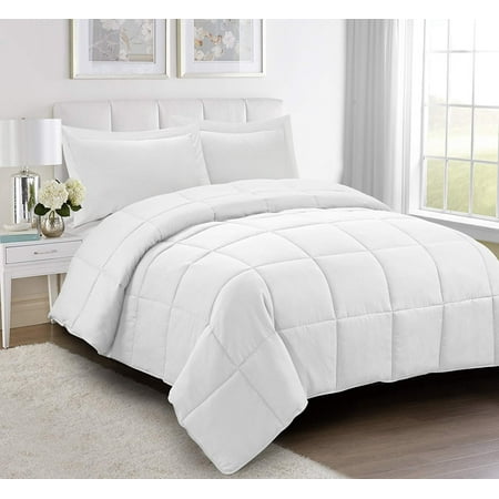 Unique Home Goose Down Bed Set Modern Square Design Alternative Stitched Clearance Comforter Duvet Sheet (Queen,