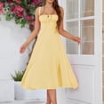 thumbnail image 2 of Vestido ajustado con cintura entallada y cordón ajustable para mujer - Vestido de fiesta sin mangas con cuello cuadrado y tirantes, con cremallera en la espalda (XS-XXL), 2 of 6