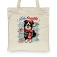 thumbnail image 2 of Hello Winter Border Collie Smiling in Red Scarf Hat Welcome Christmas Canvas Tote Bag Borders Dog Lovers Gifts Idea Reusable Shopping Grocery Bag - 00017, 2 of 5