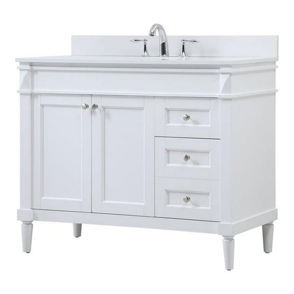 Elegant Decor Bennett 42" MDF Single Bathroom Vanity with Backsplash in White