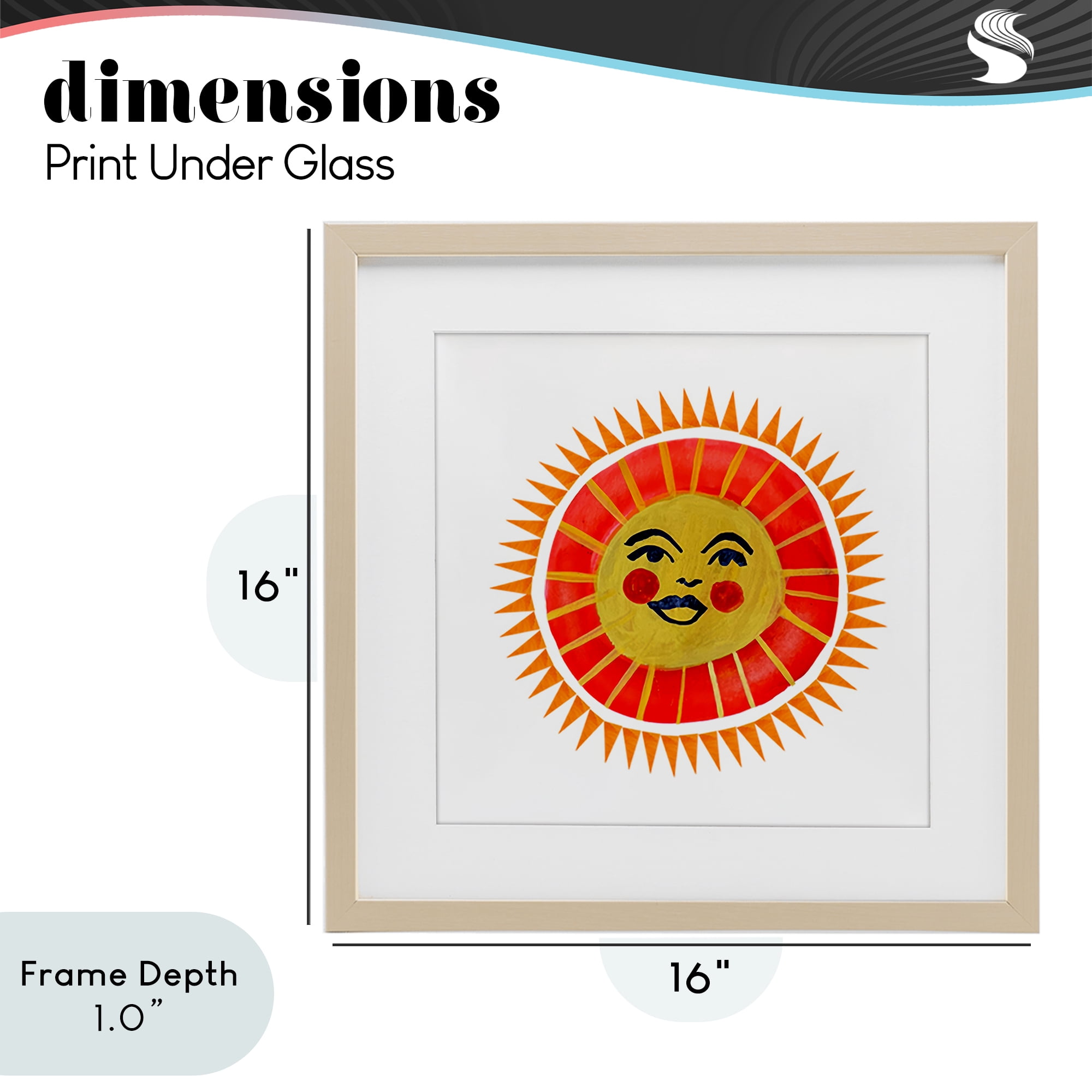 Stupell Industries Cheerful Boho Sun Birch Framed Print Under Glass, design by Katherine Herrell Studio