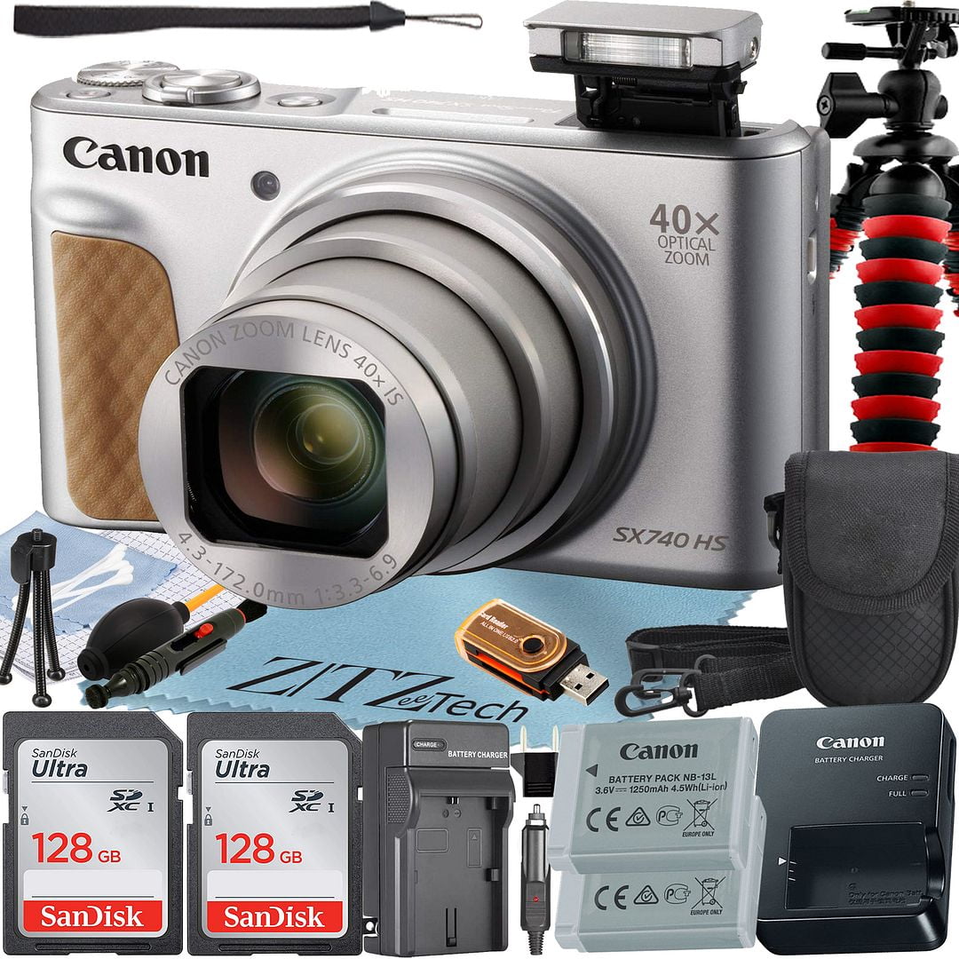 Canon PowerShot SX740 HS Digital Camera (Silver) with 2 Pack