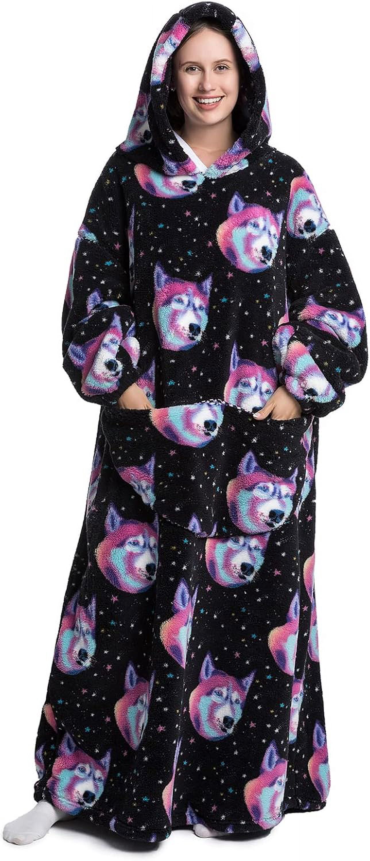Oversized Blanket Hoodie,Adult Snuggle Fleece Wearable Blanket Fluffy Giant Hooded Sweatshirt