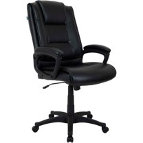 Global Industrial 277423-AM Interion Protective Bonded Leather Executive Office Chair with Arms, Black