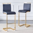 thumbnail image 2 of TesNus Bar Stool PU Leather Black C-Shaped Gold Metal Legs 42.5 Inch for Kitchen, 2 of 10
