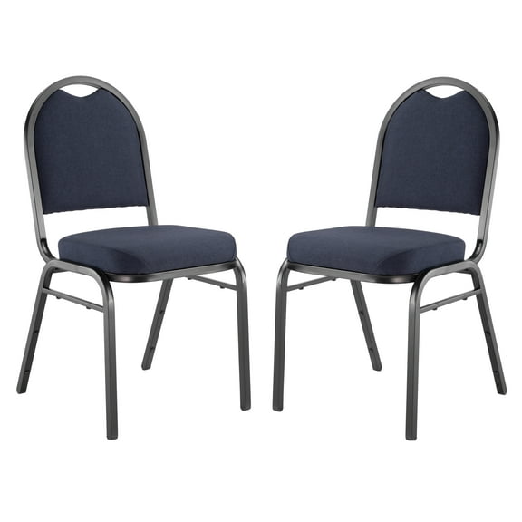 National Public Seating NPS9254BT2 9200 Series Premium Upholstered Stack Chair, Fabric, Supports 500 lbs, 19 in. Seat Height, Midnight Blue Seat & Back, Black Base - Pack of 2