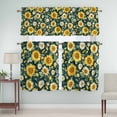 thumbnail image 5 of Yellow Green Curtain Valances Set Sunflower Daisy Watercolor Flower Farm Country Kitchen Curtains 24&nbsp;inch Length Rod Pocket Valance and Tiers 3 Piece Set Small Bedroom Bathroom Laundry Decor, 5 of 9
