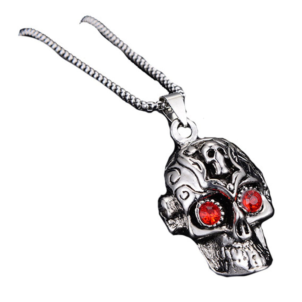 Hip Hop Mens Stainless Steel Cowboy Skull Pendant Silver Black Gothic Pendant  Birthday Gift Color : Silver Black, Size : 6158MM
