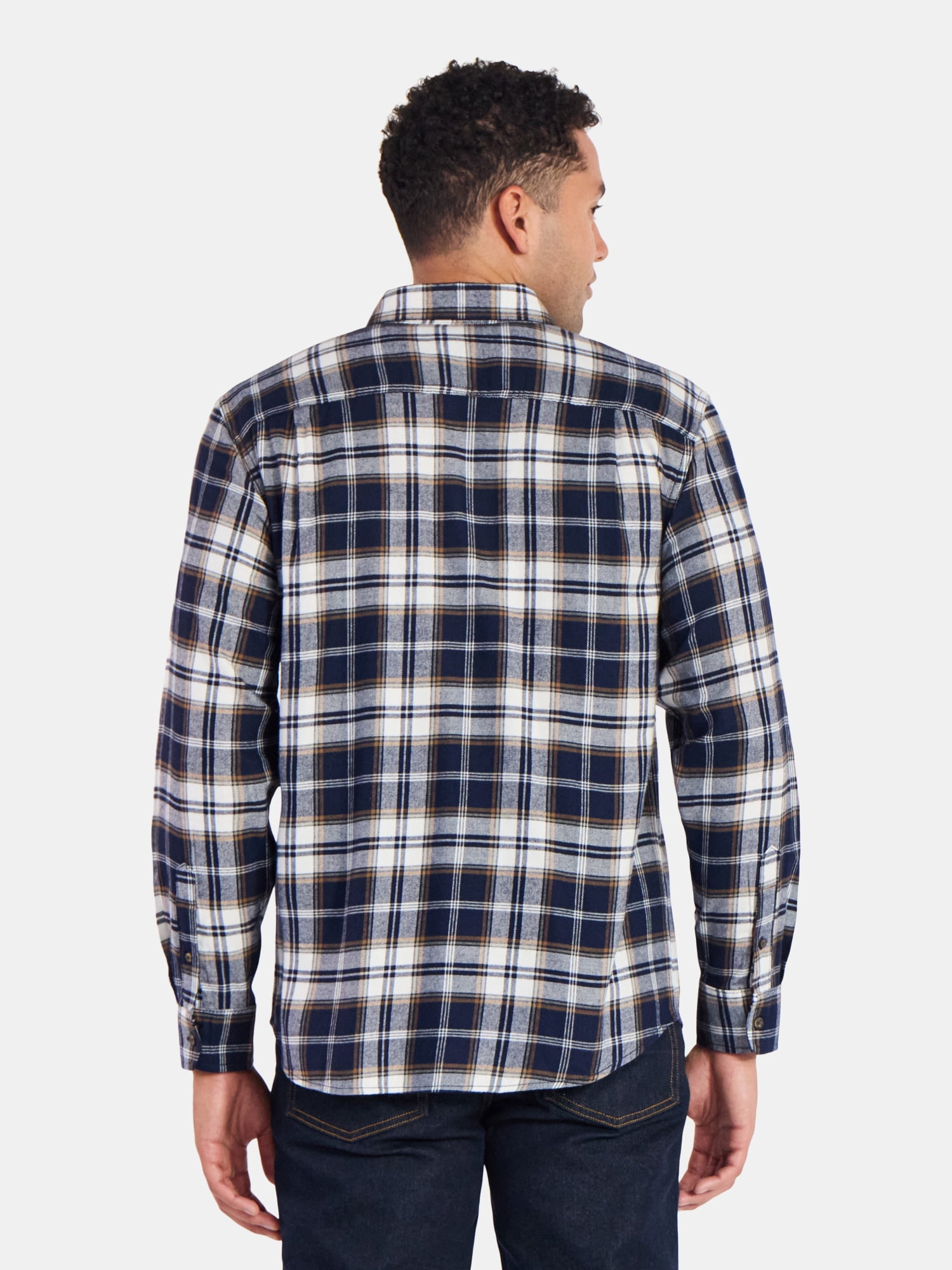 George Men's & Big Men's Relaxed Fit Double Pocket Flannel Shirt, Sizes XS-3XLT