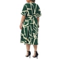 thumbnail image 4 of DARING DIVA Women's Plus Size Short Sleeve Notched V Neck Midi Dress 1X Dark Green, 4 of 6