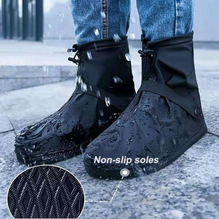 Waterproof Shoe Covers Reusable Foldable Rain Boot Shoe Cover with Zipper Non Slip Reflector Men Women Rain Gear Walmart
