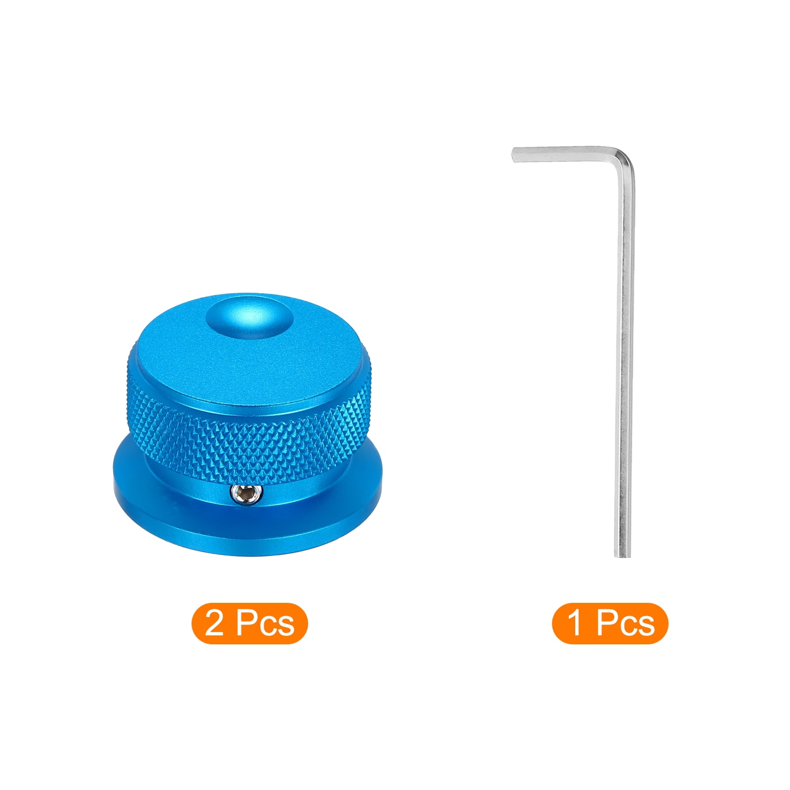 2 Pcs Aluminium Potentiometer Knobs, 1/4" (6mm) Universal Volume Tone Control Knobs with Oval Groove Indicator, 4/5" Blue(34x20mm)