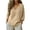 Khaki, variant on Admvng Plus Women Tops V Neck 3/4 Sleeve Casual Cotton Summer Plain Ladies Everyday Tee Soft Loose T Shirts Size S-5XL