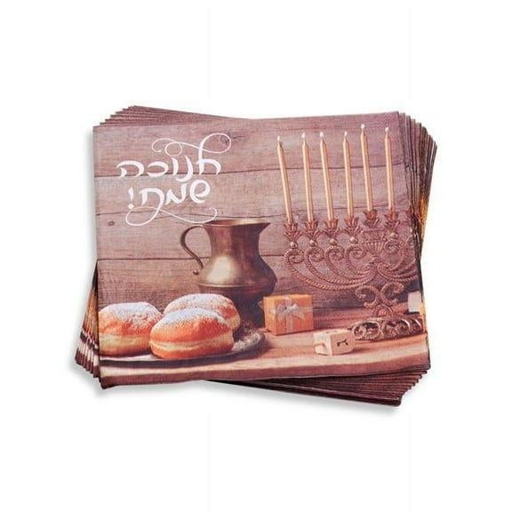 Dan As 4340 Happy Hanukkah Paper Napkins with Pitcher & Donuts - 20 Piece