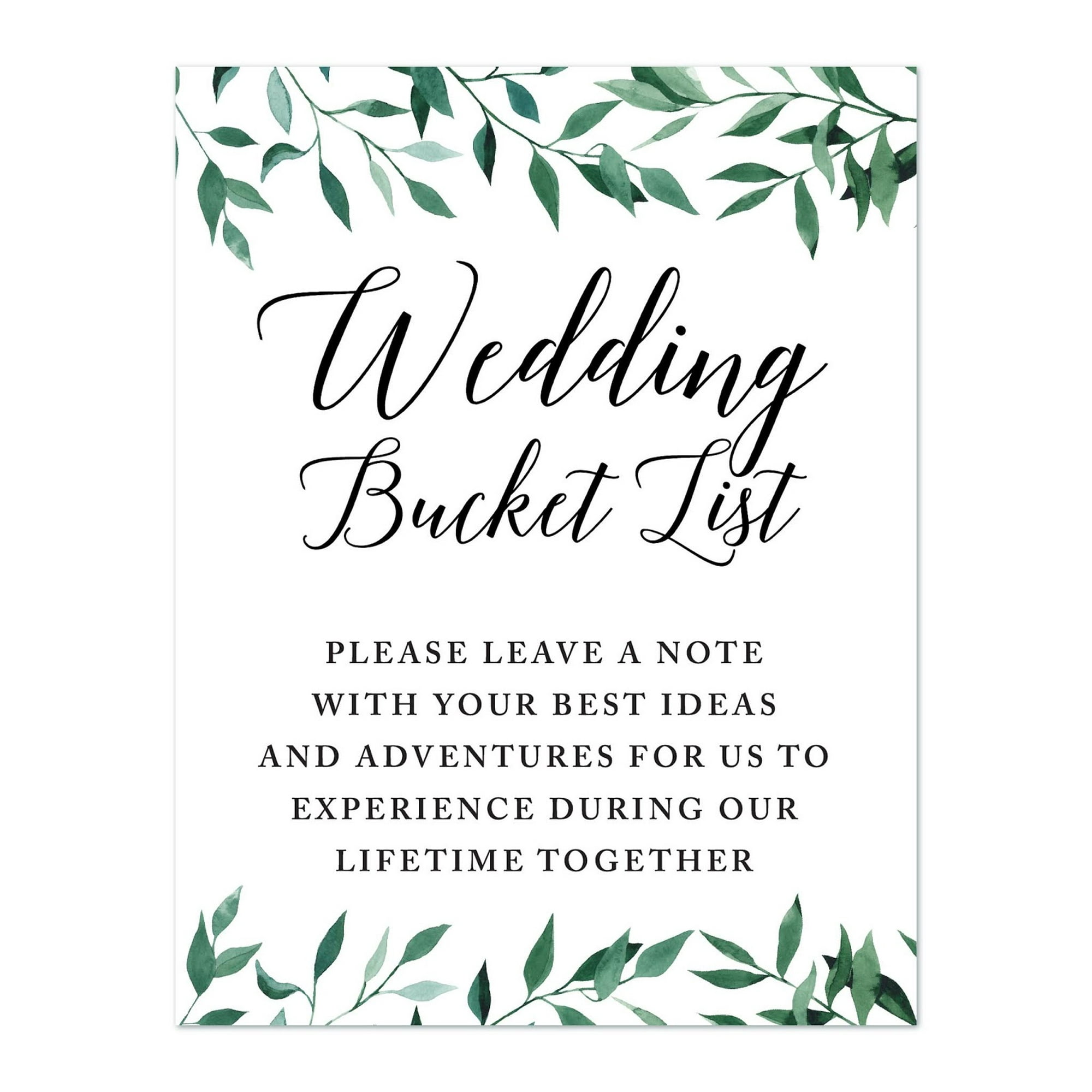 Koyal Wholesale Wedding Party Signs, Natural Greenery, Wedding Bucket List, Please Leave a Note with, 1-Pack