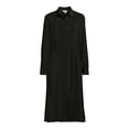 Time and Tru Women’s Button Front Shirt Dress with Long Sleeves, Sizes