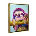 thumbnail image 3 of Stupell Happy Sloth Bold Wildlife Animal Animals & Insects Painting Gold Floater Framed Art Print Wall Art, 3 of 6