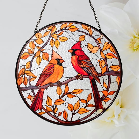 Stained Glass Owl Bird Suncatcher, Stained Glass Window Hanging Decor