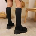 thumbnail image 6 of Women's Knee High Thick Sole Knitted Stretch Long Boots with Round Toe Mid Heel for Autumn and Winter Fashion, 6 of 9