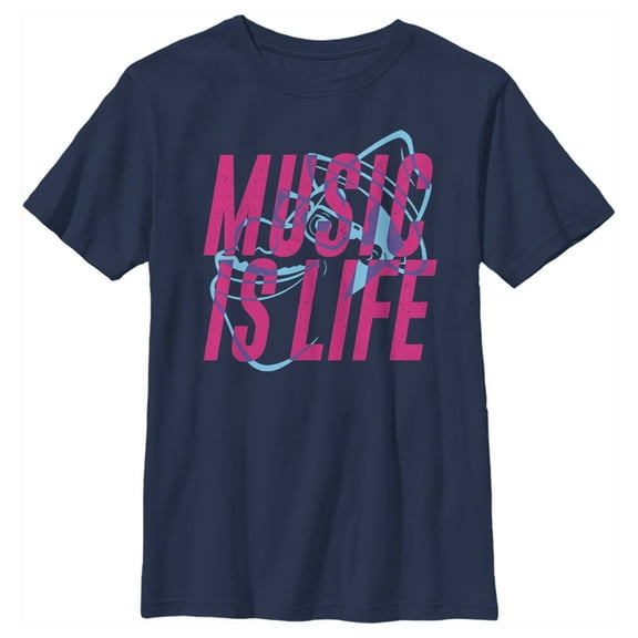 Boy's Soul Music Is Life Graphic Tee Navy Blue Large