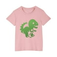 thumbnail image 3 of Odeerbi Toddler Boys Girls T-shirt Dinosaur Print Short Sleeve Cotton Tee Tops Kids Fashion Cute Round Neck Cartoon Print Tees Pink, 3 of 5