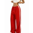 thumbnail image 1 of Pantalones Deportivos Holgados de Pierna para Mujer, Tiro Bajo, Estilo Y2K, con Cordón Ajustable Rojo L, 1 of 10