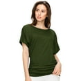 thumbnail image 2 of Made by Johnny Women's Dolman Drape Top with Side Shirring XS OLIVE, 2 of 6