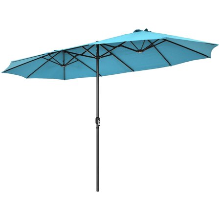 15FT Patio Double-Sided Umbrella Crank Outdoor Garden Market Sun Shade