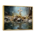 thumbnail image 2 of Designart "Religious Cross Divine Reflection horizon I" Spiritual Floater Framed Wall Art Living Room, 2 of 7