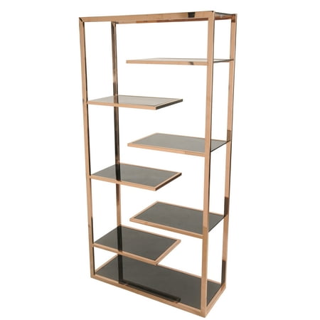 Guido Display Cabinet Black Glass Rose Gold Walmart Com