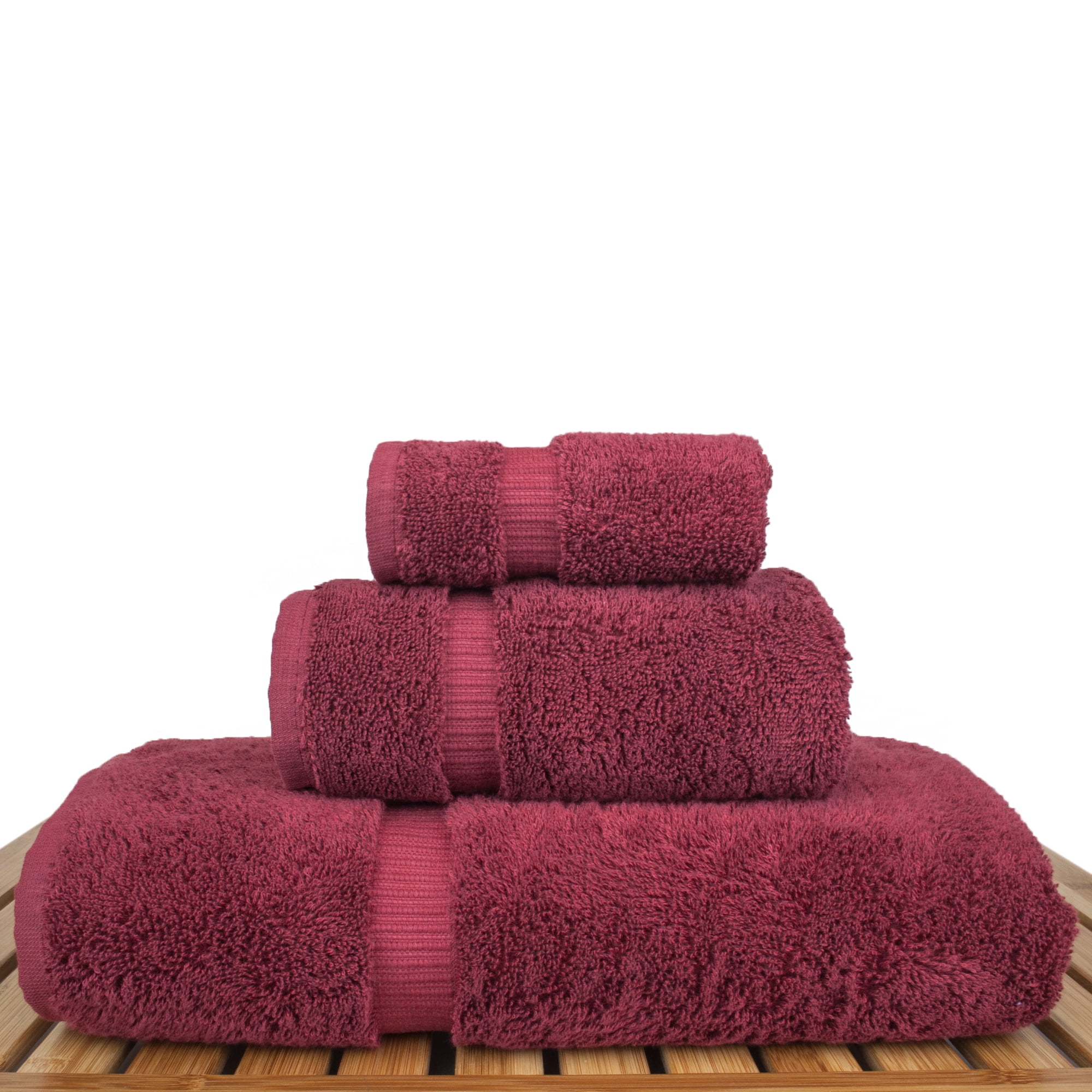 BC BARE COTTON Luxury Hotel & Spa Quality Collection, 100% Turkish Cotton, 750+ GSM, Eco Friendly Towel Set, Bath Towel, Hand Towel, Washcloths (3 Piece, Cranberry) (562-414)