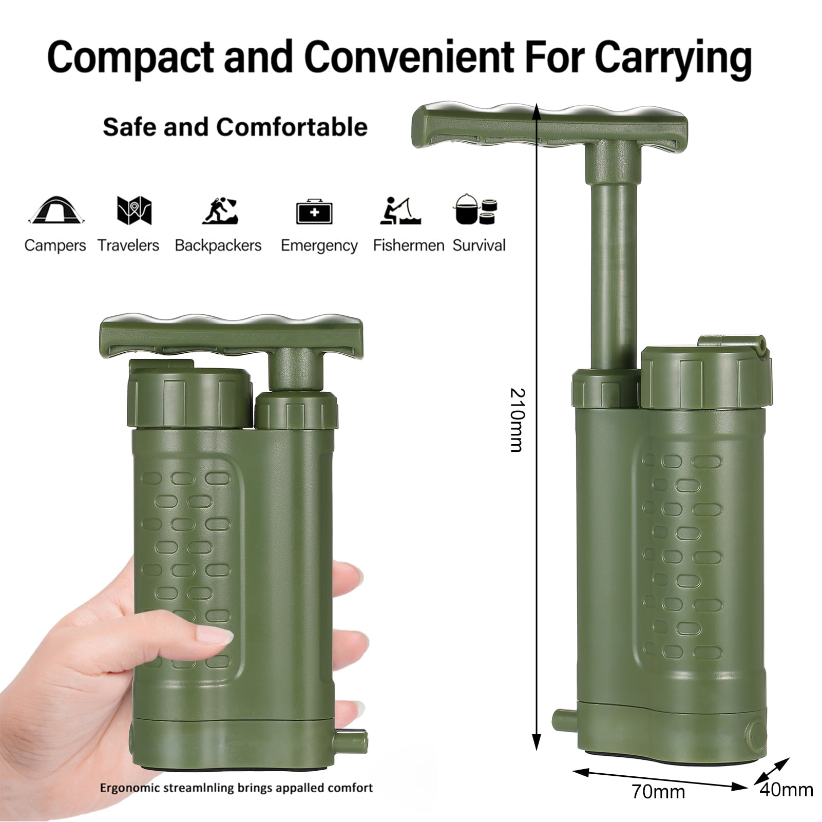 7299 Water  Pump Water Filtration System with 0.01 Micron Water Filter Portable  Survival Gear for Family Preparedness Camping Hiking
