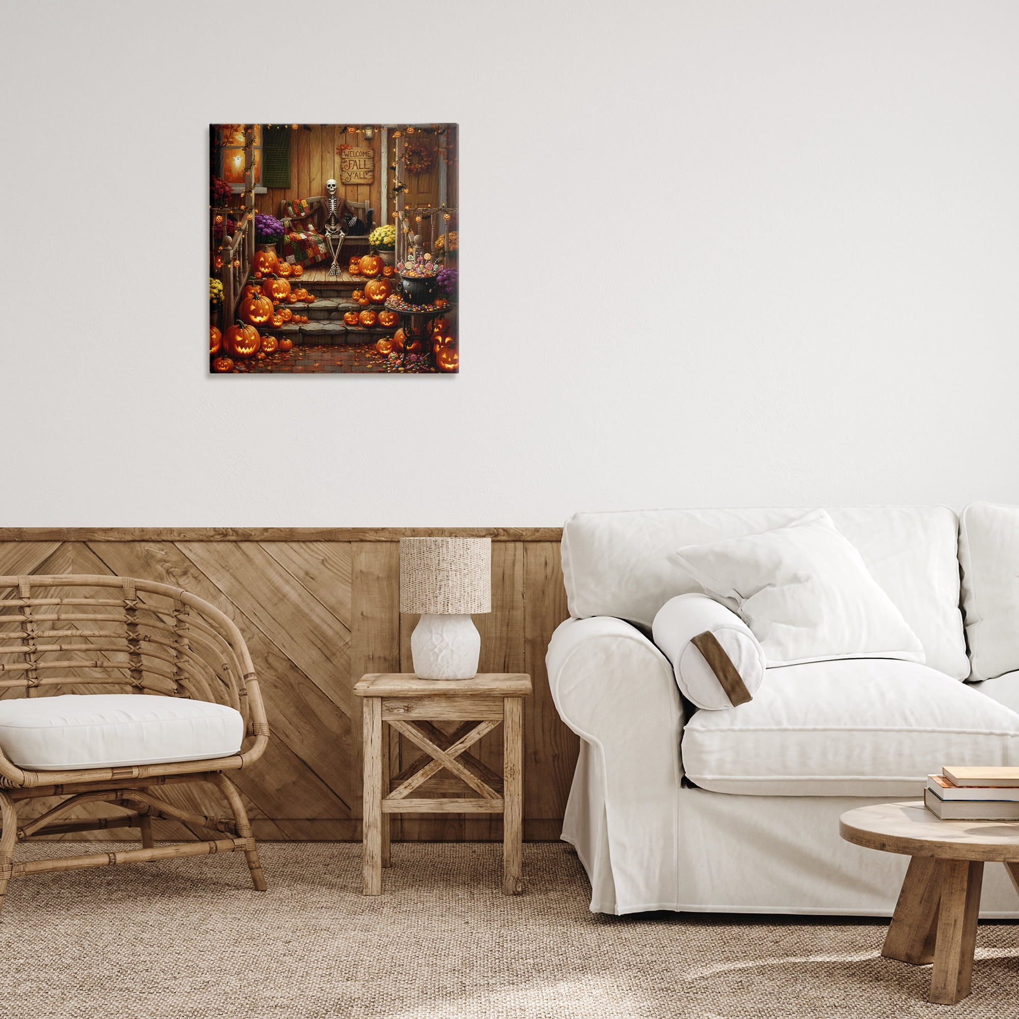 Stupell Industries Welcome To Fall Skeleton Porch Canvas Wall Art, design by Tabz Jones