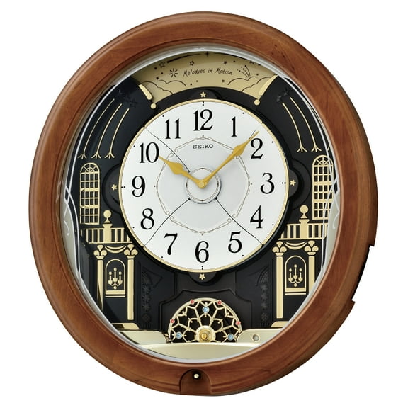 Seiko Midnight Royale Melodies In Motion Musical Wall Clock, Oval Quartz Analog QXM383BRH
