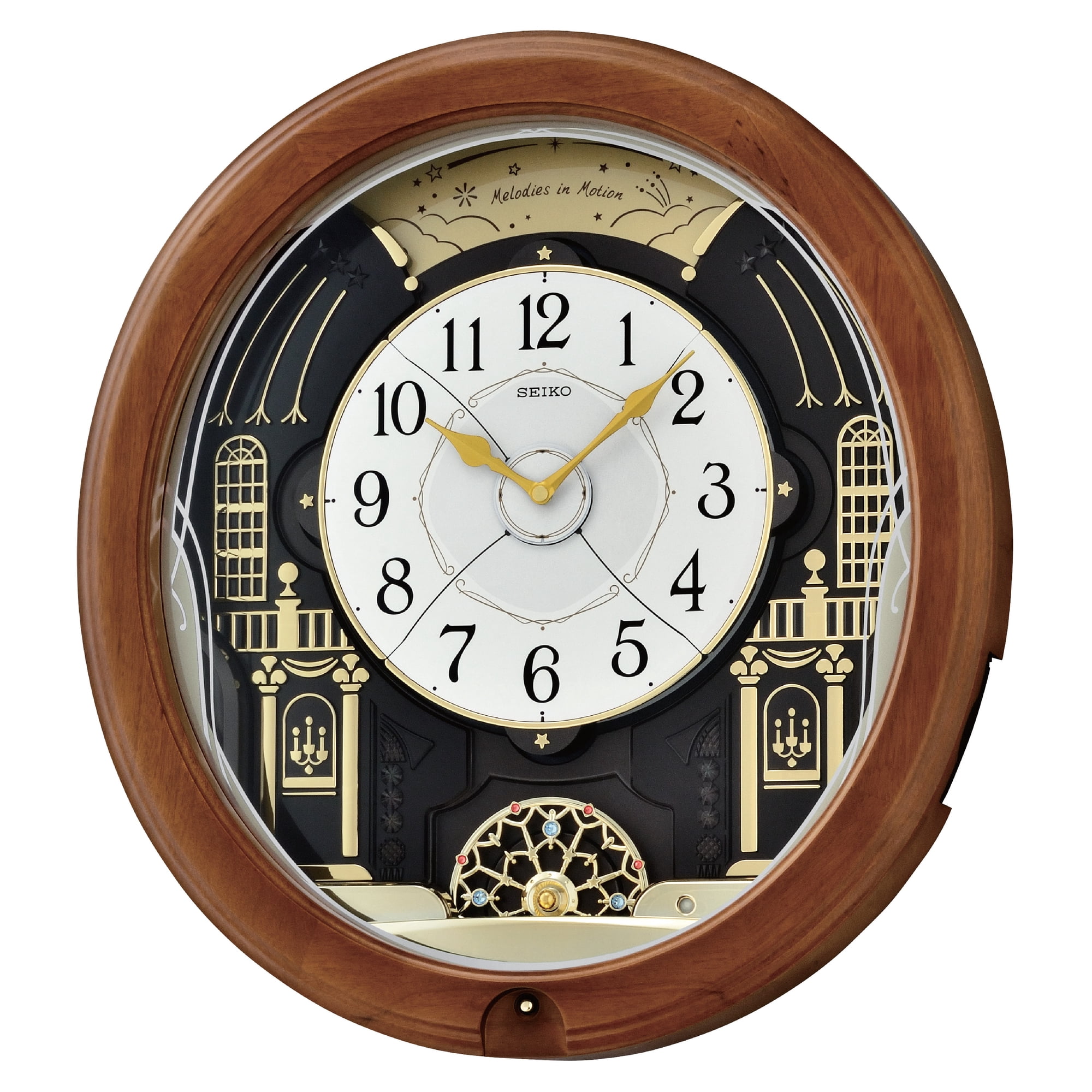 Seiko Midnight Royale Melodies In Motion Musical Seiko Midnight Royale Melodies In Motion Musical Wall Clock, Oval Quartz Analog QXM 383 BRH image