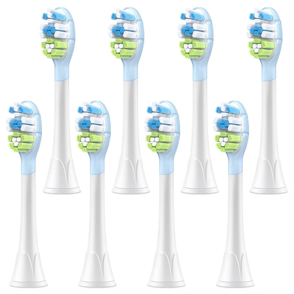 DailyWhite Premium Plaque Control Replacement Toothbrush Heads, Compatible with Philips Sonicare Electric Toothbrush, Soft DuPont Bristles, 8 Pack, White