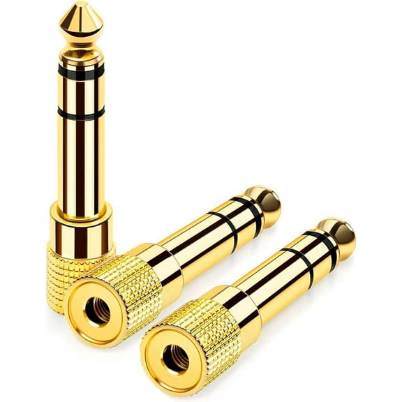 3.5 mm to 1/4 inch Adapter, Quarter inch to 3.5mm (1/8 Inch) - 6.35mm to 3.5mm Adapter, Stereo Audio Headphone Jack Adapter - 3 Pack