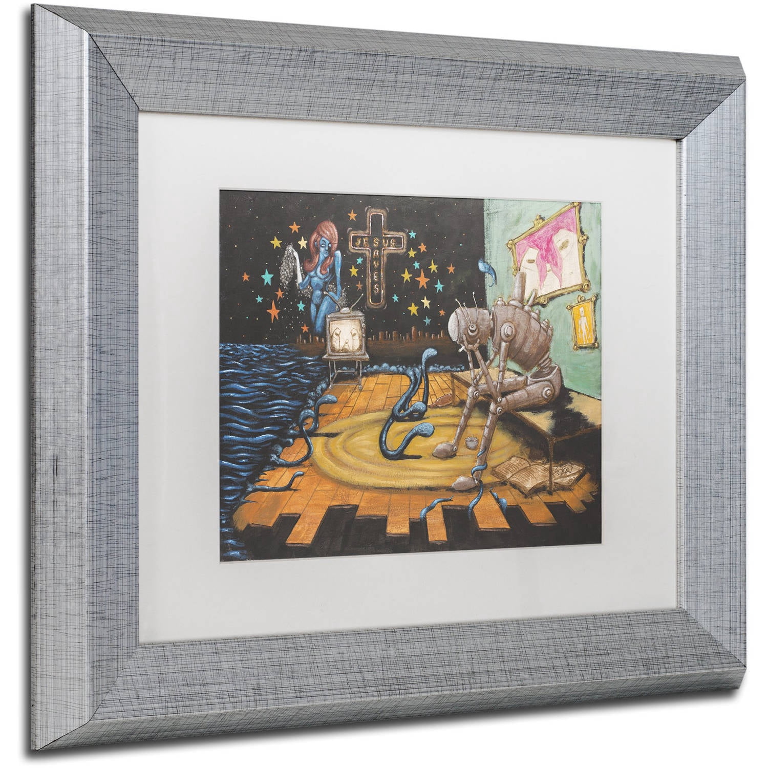 Trademark Fine Art Graphic Illtration Matted Framed Art ' Jes Saves ' by Craig Snodgrass