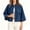 Navy blue, variant on Womens 3/4 Sleeve Cropped Denim Jackets Casual Button Down Loose Coat with Pockets