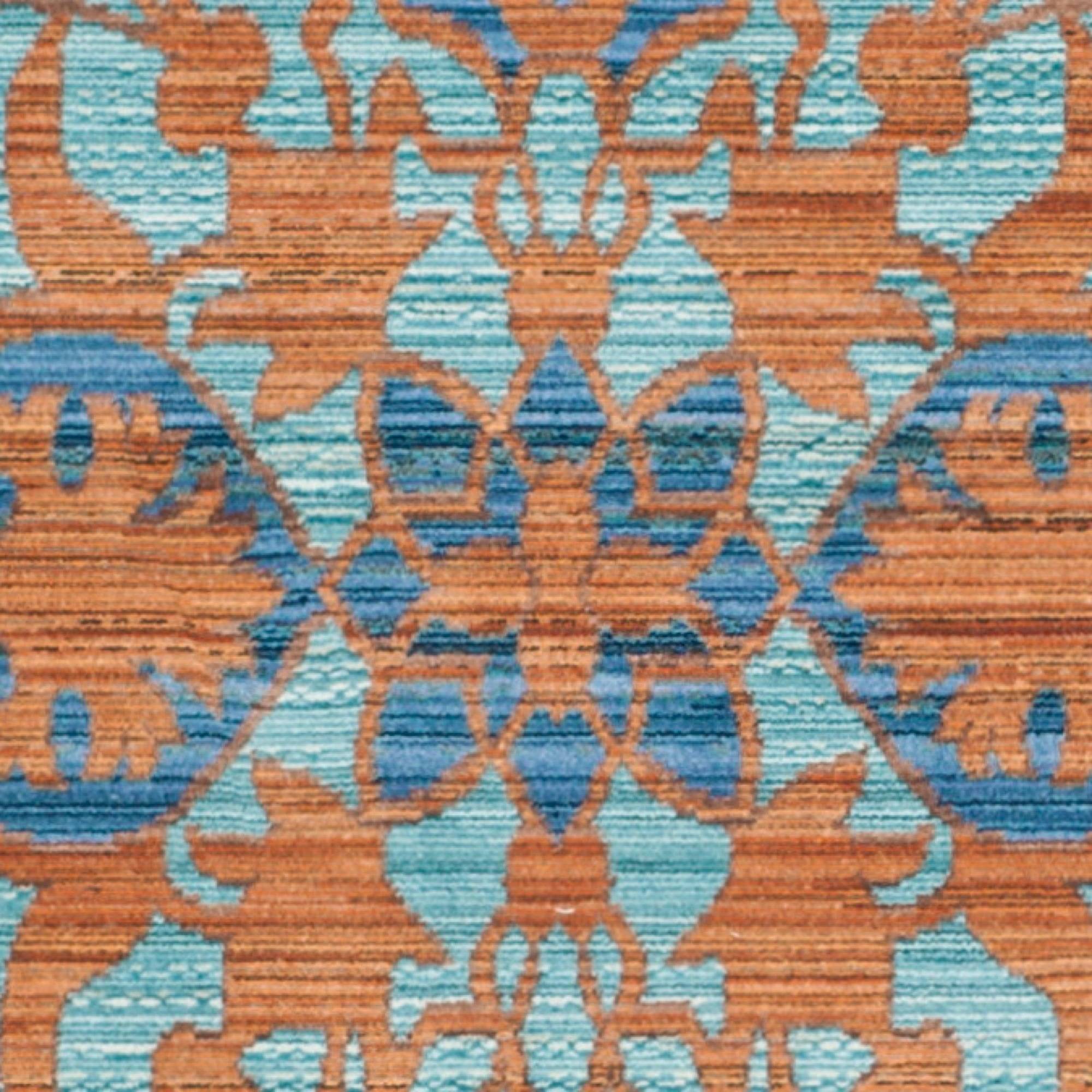 SAFAVIEH Valencia Jerrald Traditional Polyester Area Rug, Blue/Gold, 4' x 6'