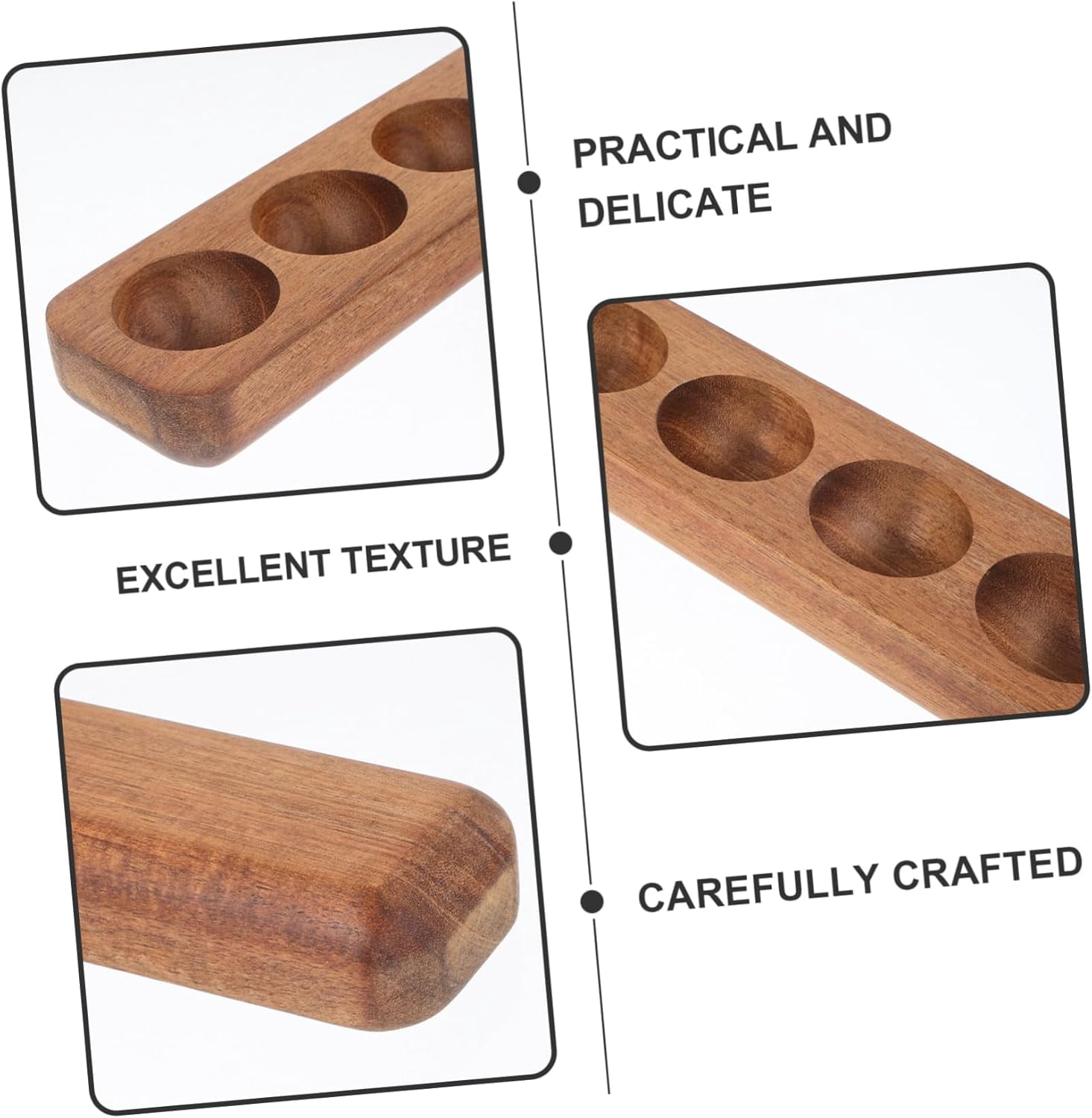 ABCISI Wooden Egg Holder, Space-saving 6-Holes Egg Tray for Refrigerator Storage and Countertop Display, Rustic Egg Storage Rack Deviled Egg Plates, Smooth Finish and Compact Kitchen Organizer