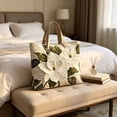 thumbnail image 5 of huayou 12.20x12.60 inch Quilted Tote Bag, White Magnolia Green Leaf Digital Print Large Capacity Zipper Handbag, Elegant Shoulder Bag Decoration for Work Daily, 5 of 7