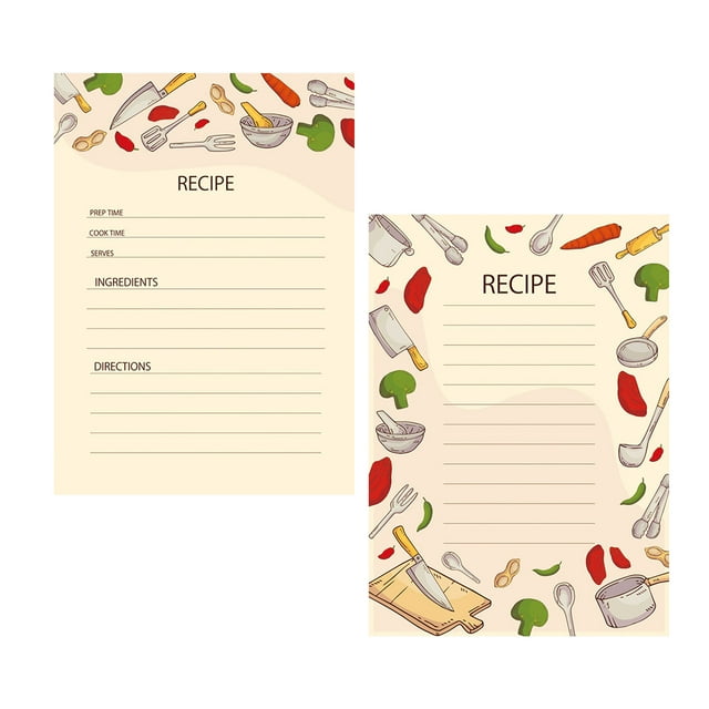Double-Sided Kitchen Recipe Cards for Cooking & Baking, Thick Paper, Fits Most Recipe Boxes, Includes Prep & Cook Time Sections, Ideal Gift for Culinary Enthusiasts