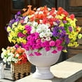 thumbnail image 4 of Artificial Fake Flowers Plants for Outside Decoration, 12 Bundles Faux Silk Colorful Morning Glory UV Resistant Realistic Fake Flowers for Outdoor Planter Porch Patio Yard Balcony (6 Mixed Color), 4 of 7