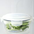 thumbnail image 3 of Michael Graves Design 32 Ounce High Borosilicate Glass Round Food Storage Container with Indigo Rubber Seal, 3 of 3